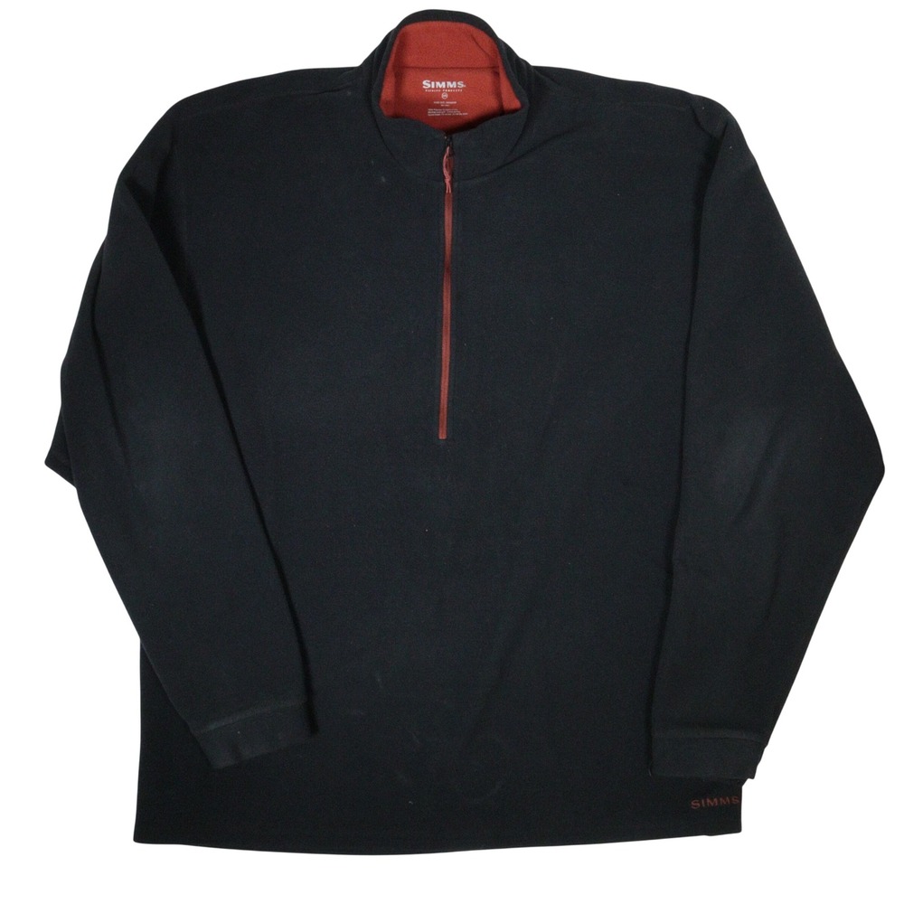 Simms Pullover Sweater Quarter Zip Fleece Fishing Black Men XXL